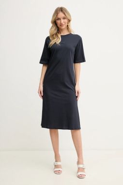 Bavlnené šaty Armani Exchange tmavomodrá farba, mini, rovný strih, XW000353 AF10359