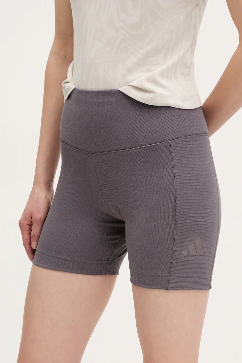 Šortky adidas ALL SZN RIB dámske, fialová farba, jednofarebné, vysoký pás, JJ1233