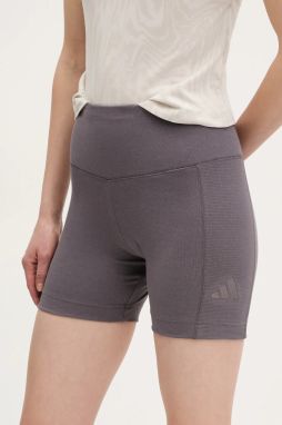 Šortky adidas ALL SZN RIB dámske, fialová farba, jednofarebné, vysoký pás, JJ1233
