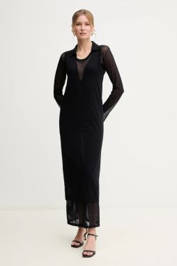 Šaty Pinko čierna farba, maxi, rovný strih, 105154 A2LS