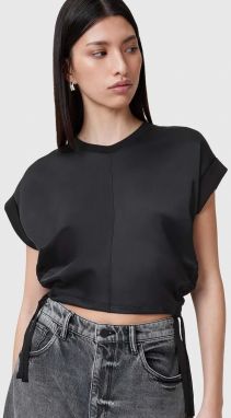 Blúzka AllSaints MIRA SATIN dámska, čierna farba, jednofarebná, W054JC