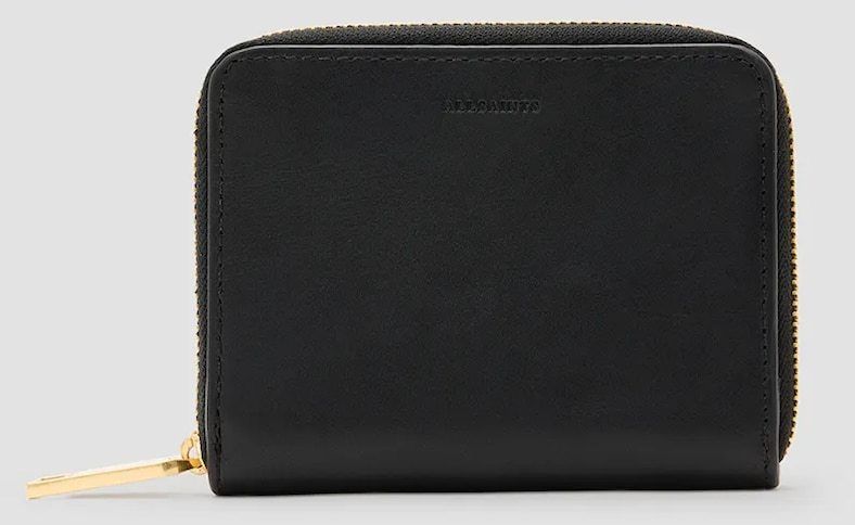 Kožená peňaženka AllSaints LENA HEX dámska, čierna farba, W130XC