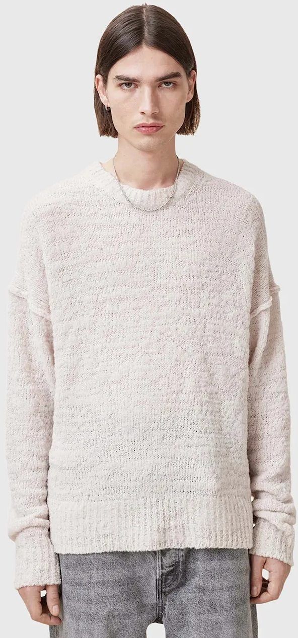 Vlnený sveter AllSaints CHILLION pánsky, biela farba, M028KC