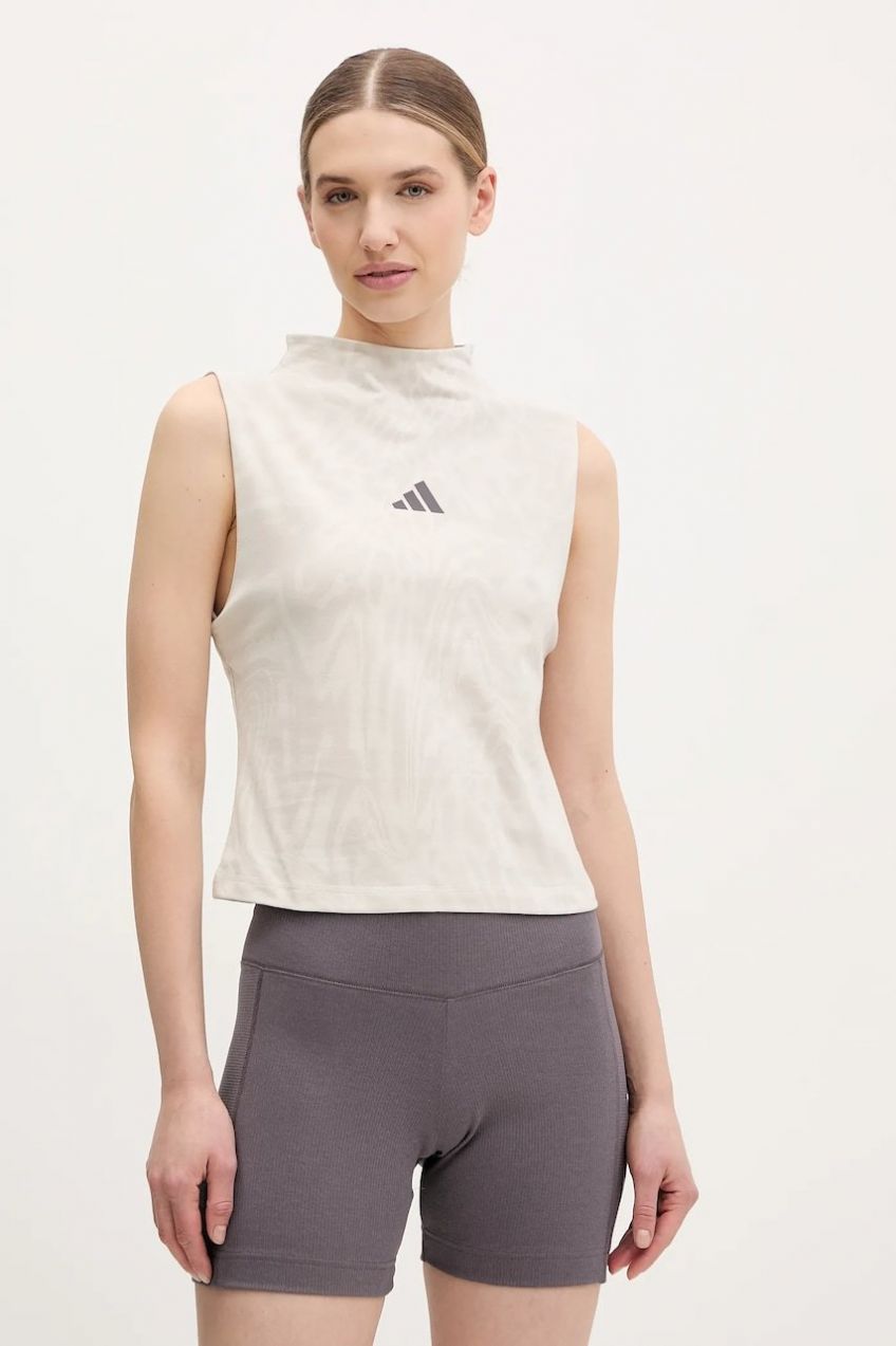 Top adidas W AOP Blur béžová farba, JG6236