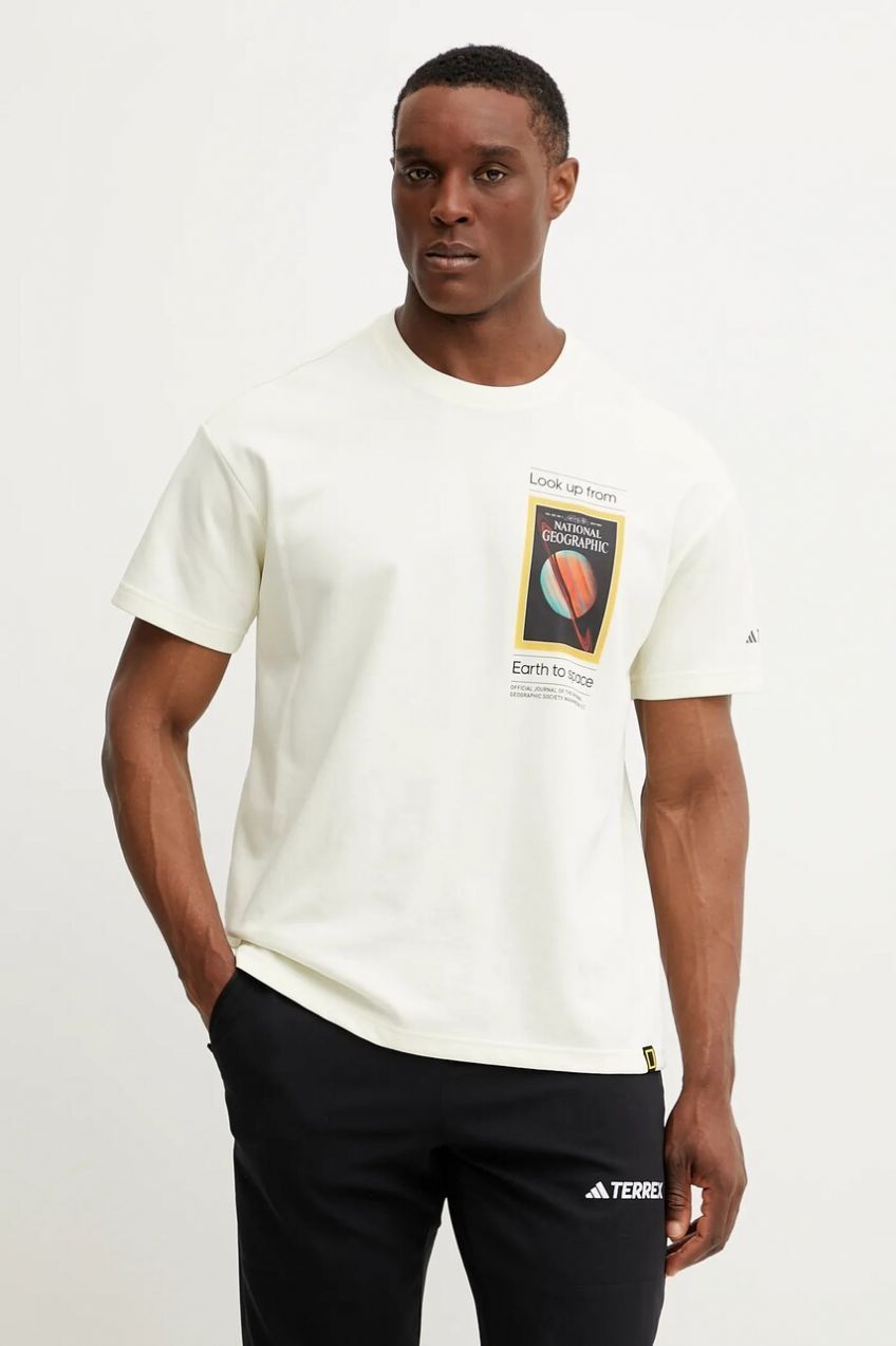 Športové tričko adidas TERREX x National Geographic béžová farba, s potlačou, JD5962