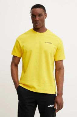 Športové tričko adidas TERREX x National Geographic žltá farba, s potlačou, JD5955