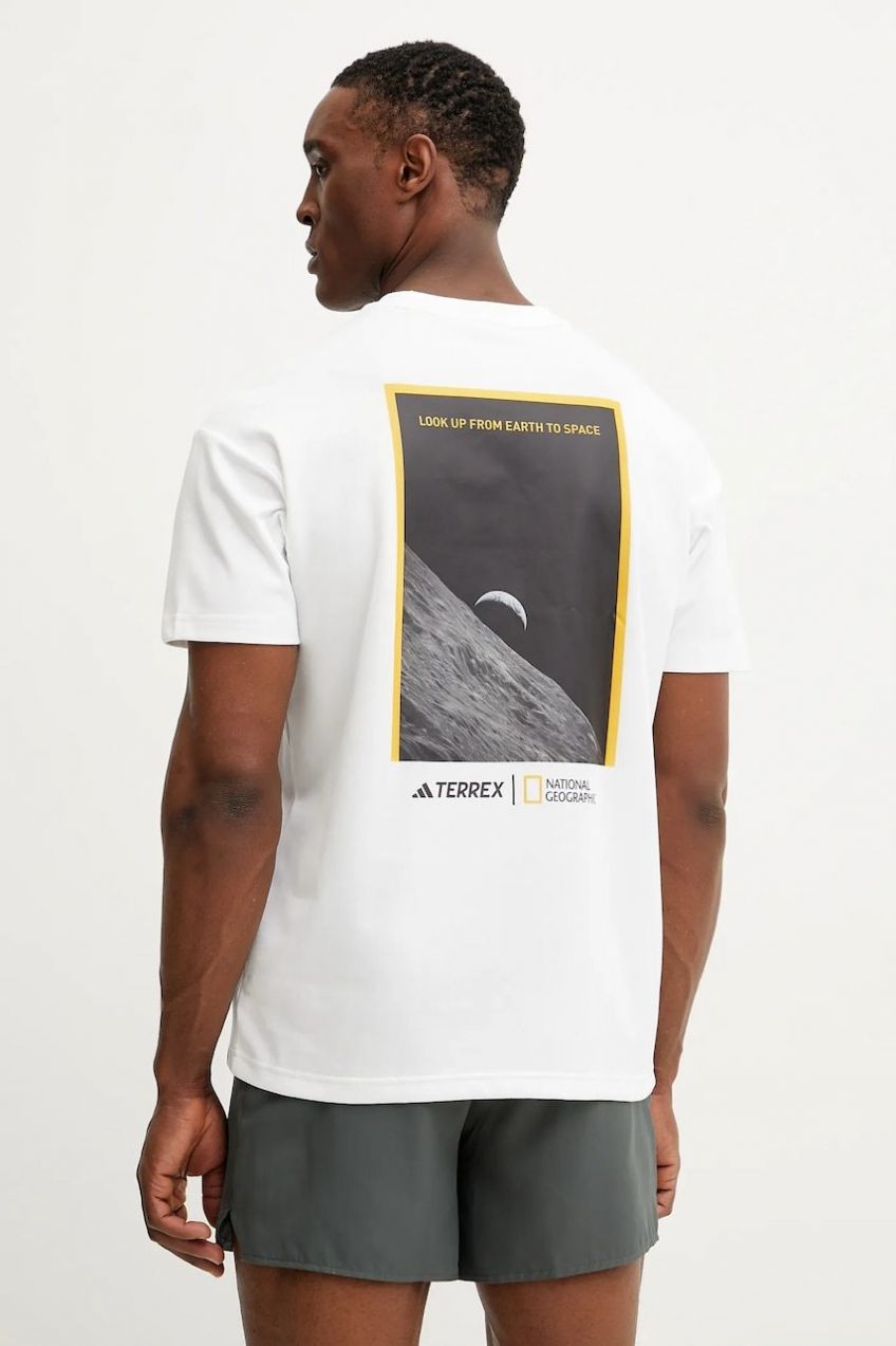 Športové tričko adidas TERREX x National Geographic biela farba, s potlačou, JD5956