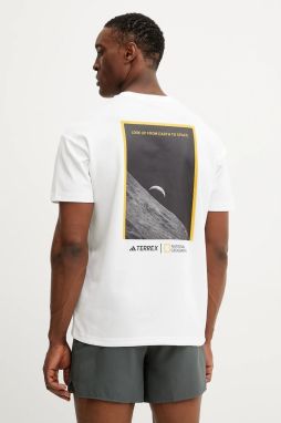 Športové tričko adidas TERREX x National Geographic biela farba, s potlačou, JD5956