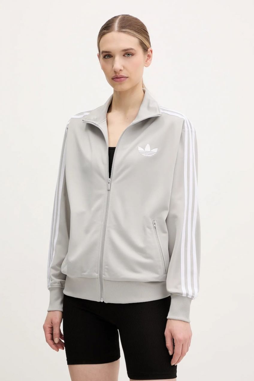 Mikina adidas Originals Firebird dámska, šedá farba, s nášivkou, JC8254