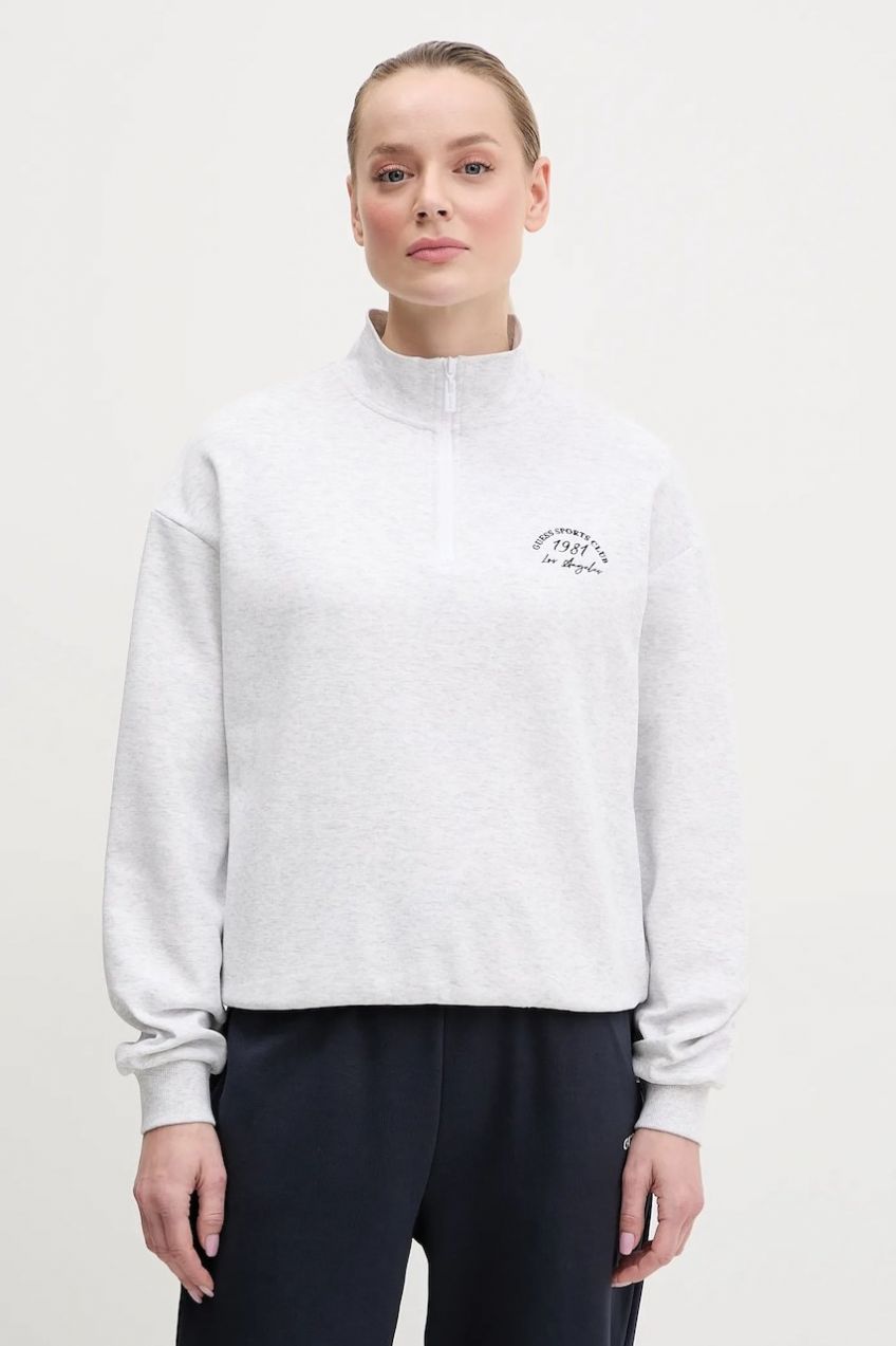 Mikina Guess NIGELLA dámska, šedá farba, melanžová, V5GQ06 KCS01