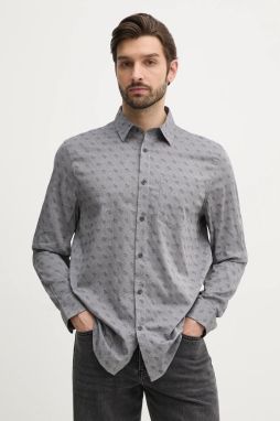 Košeľa Guess JACQUARD pánska, šedá farba, regular, s klasickým golierom, M5GH65 WFXX1
