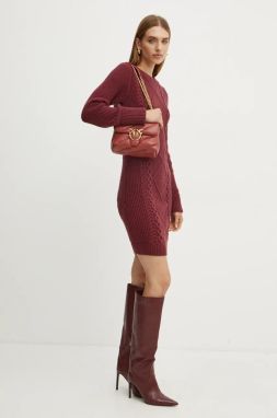 Šaty s prímesou vlny Guess SERENA bordová farba, mini, priliehavé, W4BK17 Z3HW0