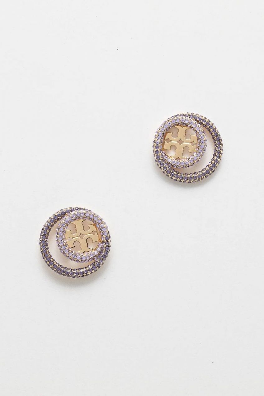 Pozlátené náušnice Tory Burch Miller Pave 157231-400