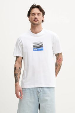 Bavlnené tričko Karl Lagerfeld Jeans pánske, biela farba, s potlačou, A2M17041