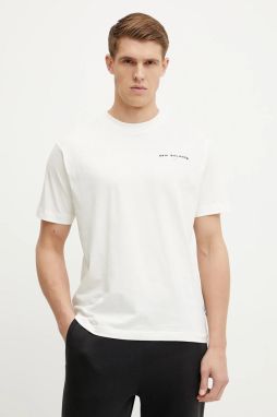 Bavlnené tričko New Balance pánske, béžová farba, jednofarebné, MT51507SST