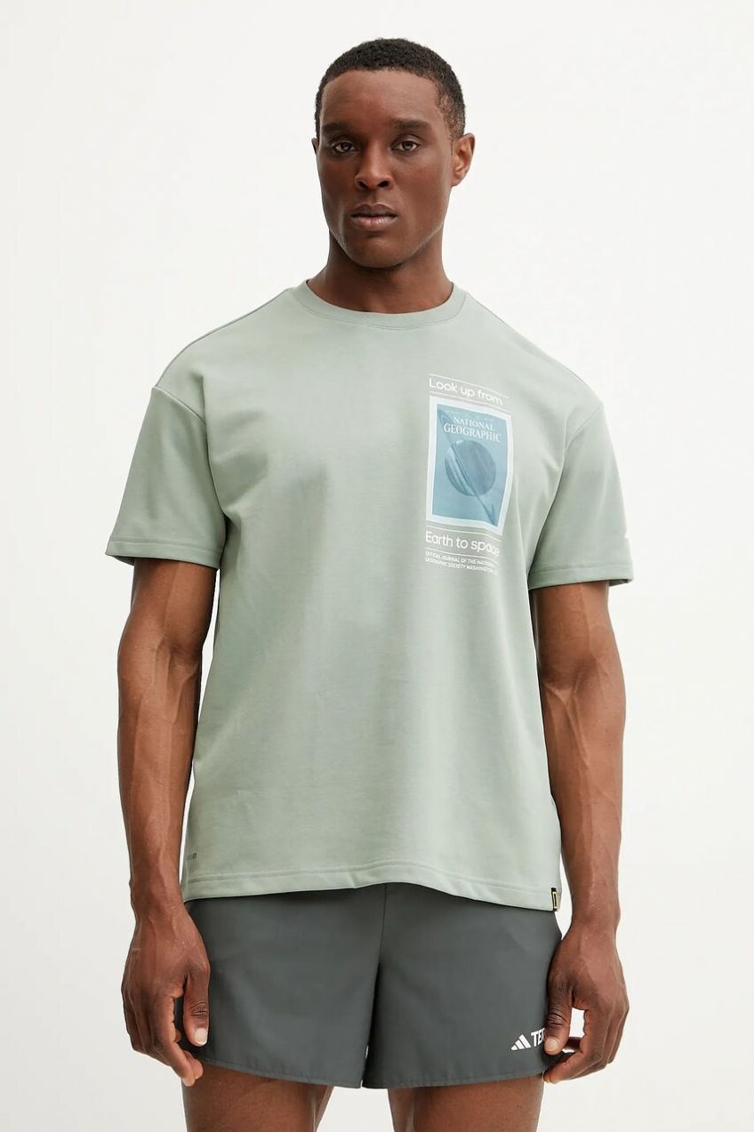 Športové tričko adidas TERREX x National Geographic zelená farba, s potlačou, JD5963