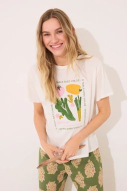 Bavlnené pyžamové tričko women'secret dámska, biela farba, bavlnená, 3279694