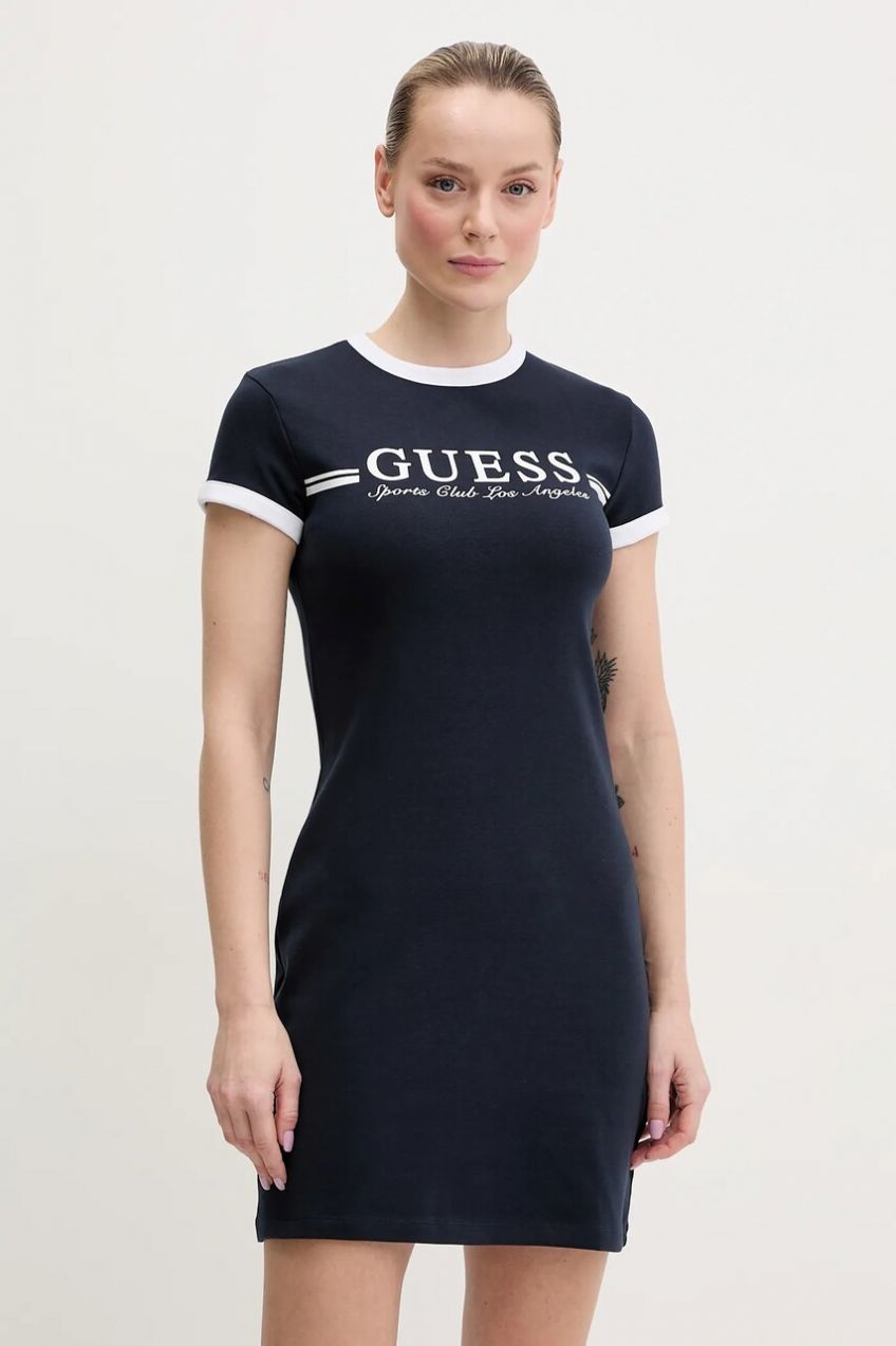 Šaty Guess tmavomodrá farba, mini, priliehavé, V5GK02 KCQX1