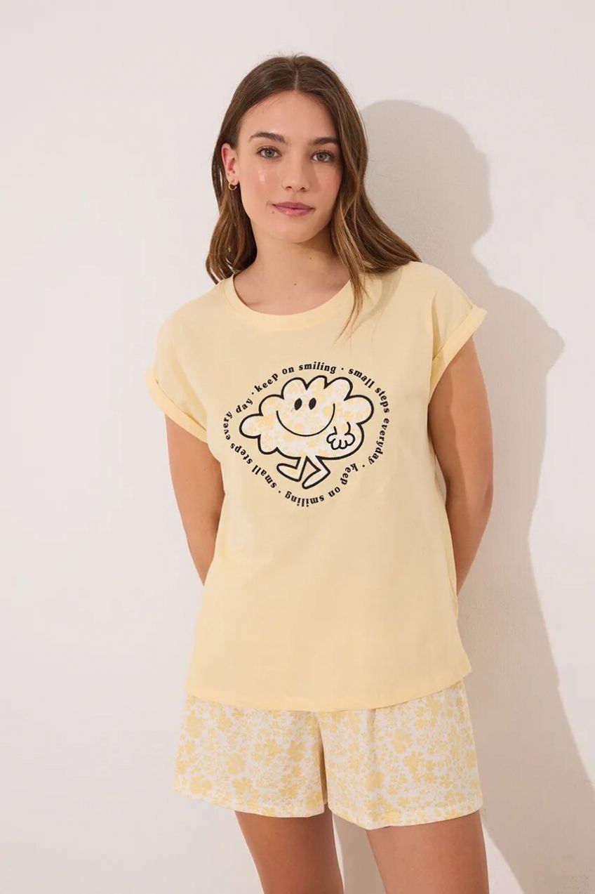 Bavlnené pyžamo women'secret dámske, žltá farba, bavlnené, 3139873
