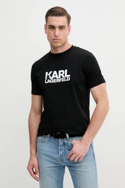 Tričko Karl Lagerfeld pánske, čierna farba, s potlačou, 552235.755087