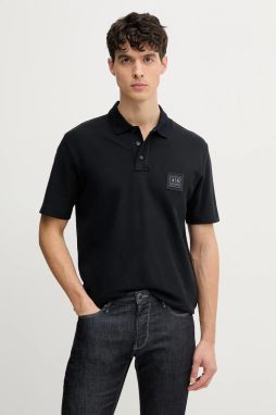 Bavlnené polo tričko Armani Exchange pánske, tmavomodrá farba, s nášivkou, XM000356 AF12758