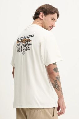 Bavlnené tričko Dickies pánske, béžová farba, s potlačou, DK0A4Z8VC481