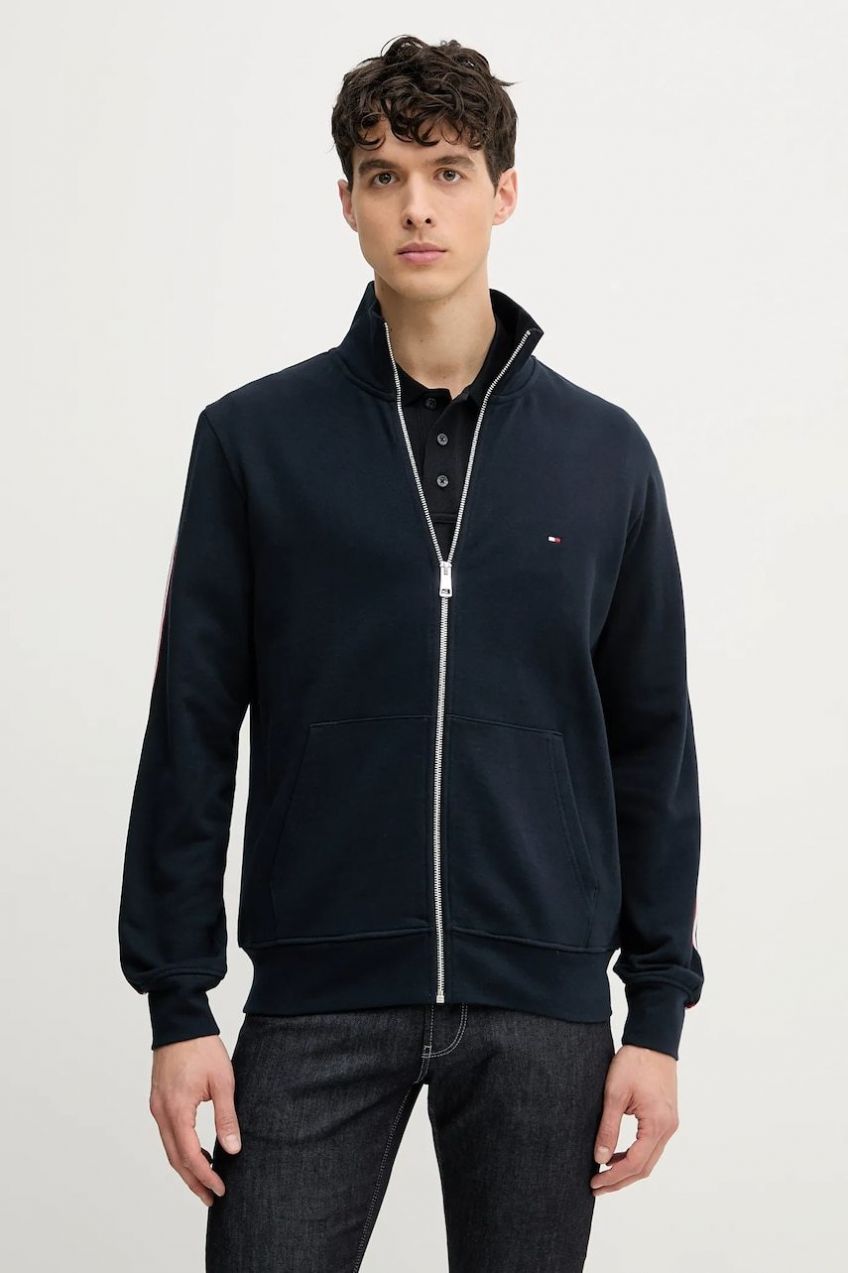 Bavlnená mikina Tommy Hilfiger pánska, tmavomodrá farba, s nášivkou, MW0MW38686