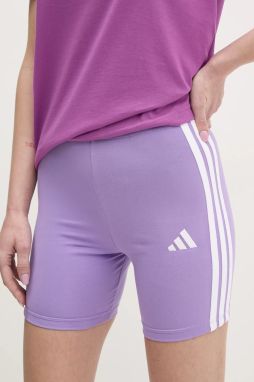 Šortky adidas Essentials dámske, fialová farba, s nášivkou, vysoký pás, JD0914