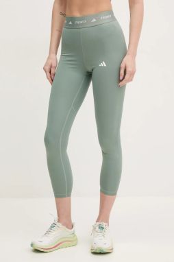 Tréningové legíny adidas Performance Techfit zelená farba, s potlačou, JI5551