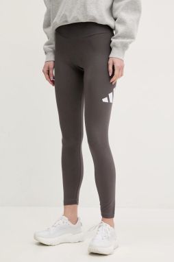 Legíny adidas Essentials dámske, šedá farba, s potlačou, JH1188