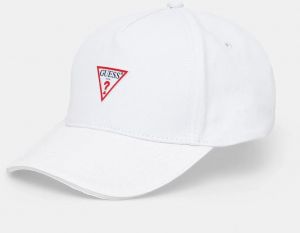 Bavlnená šiltovka Guess biela farba, s nášivkou