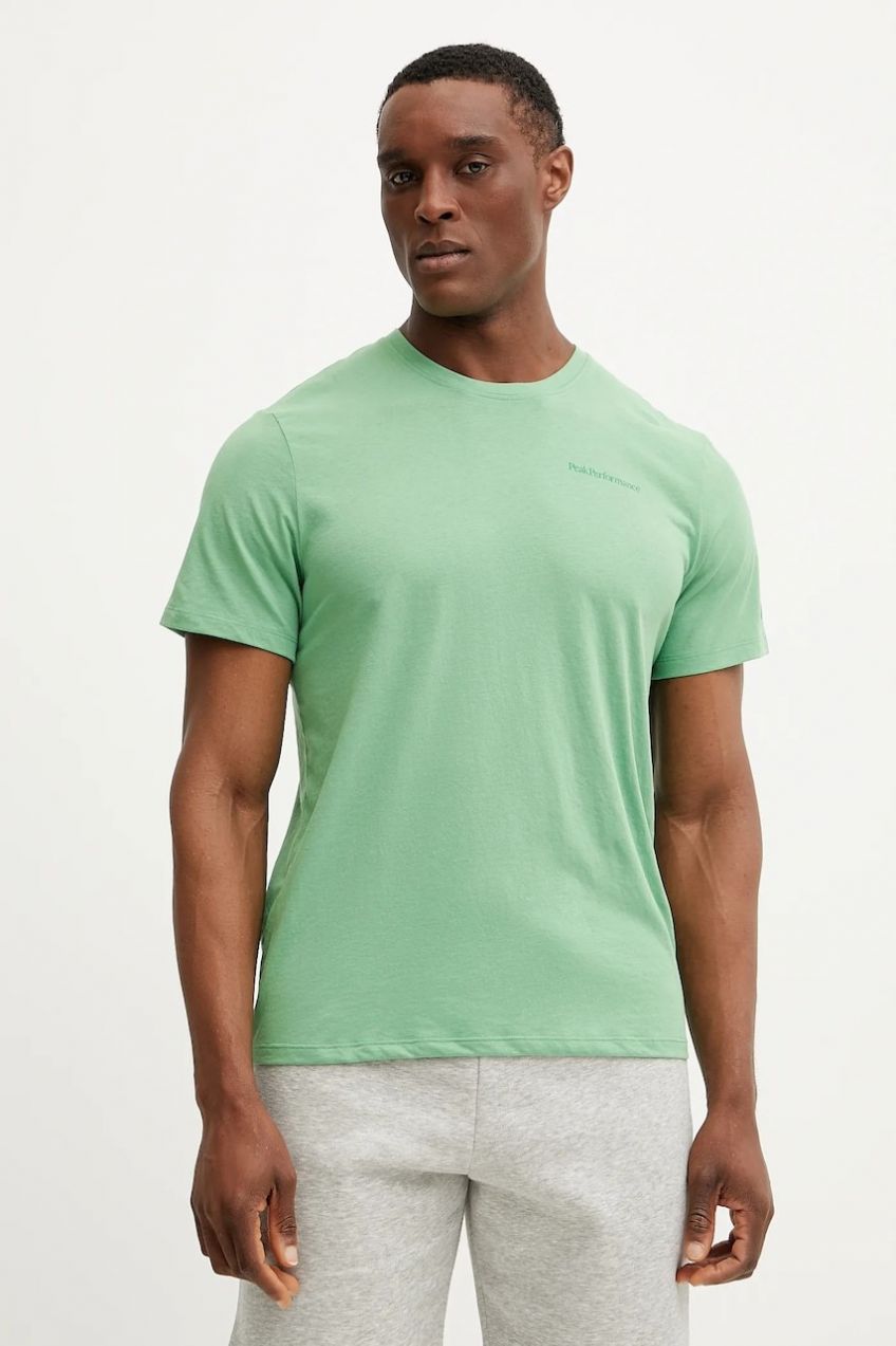 Tričko Peak Performance pánsky, zelená farba, jednofarebný