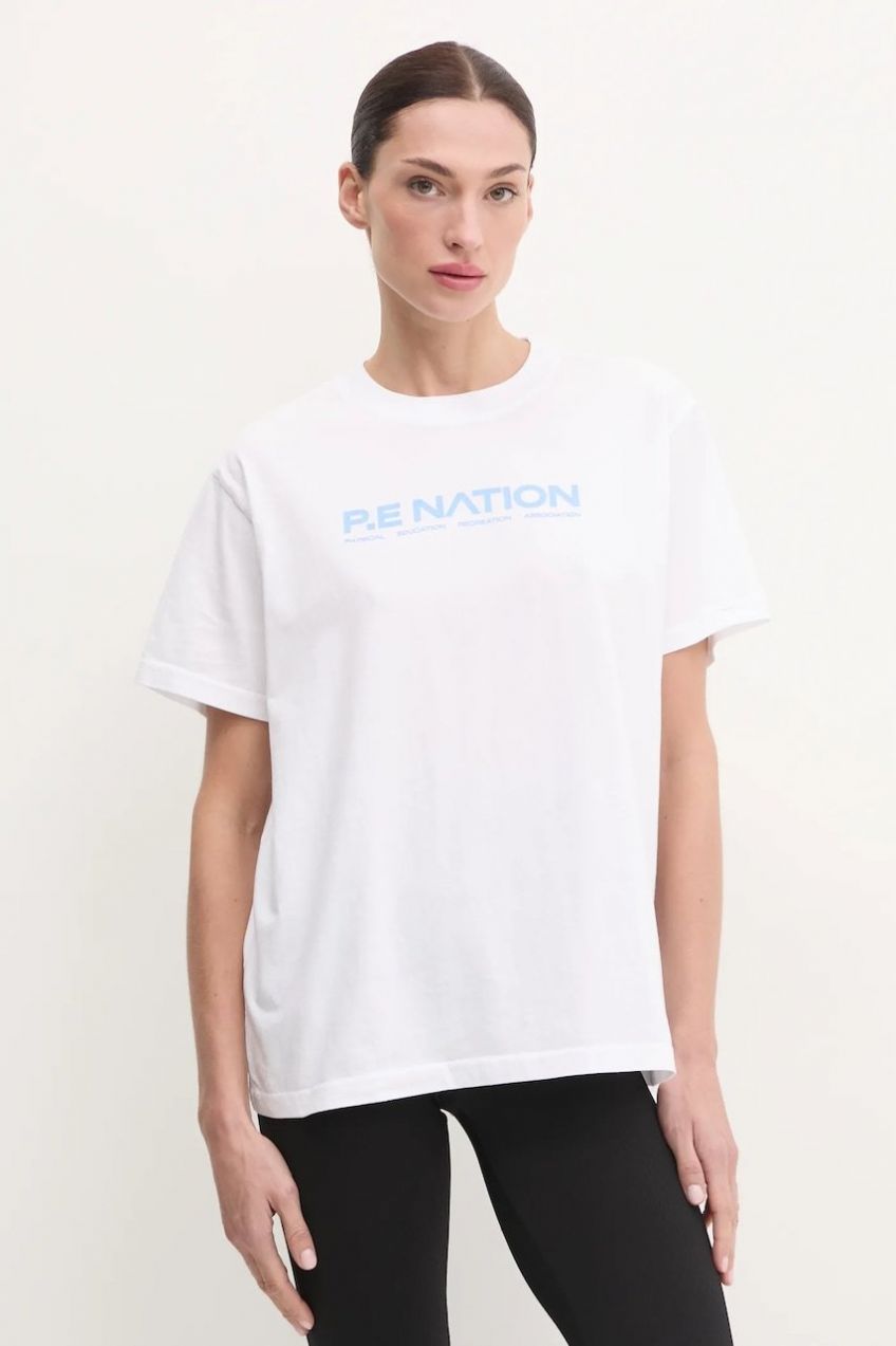 Bavlnené tričko P.E Nation Aero SS Tee dámske, biela farba, 243T329