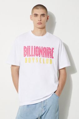 Bavlnené tričko Billionaire Boys Club Straight Logo pánske, biela farba, s potlačou, B24243