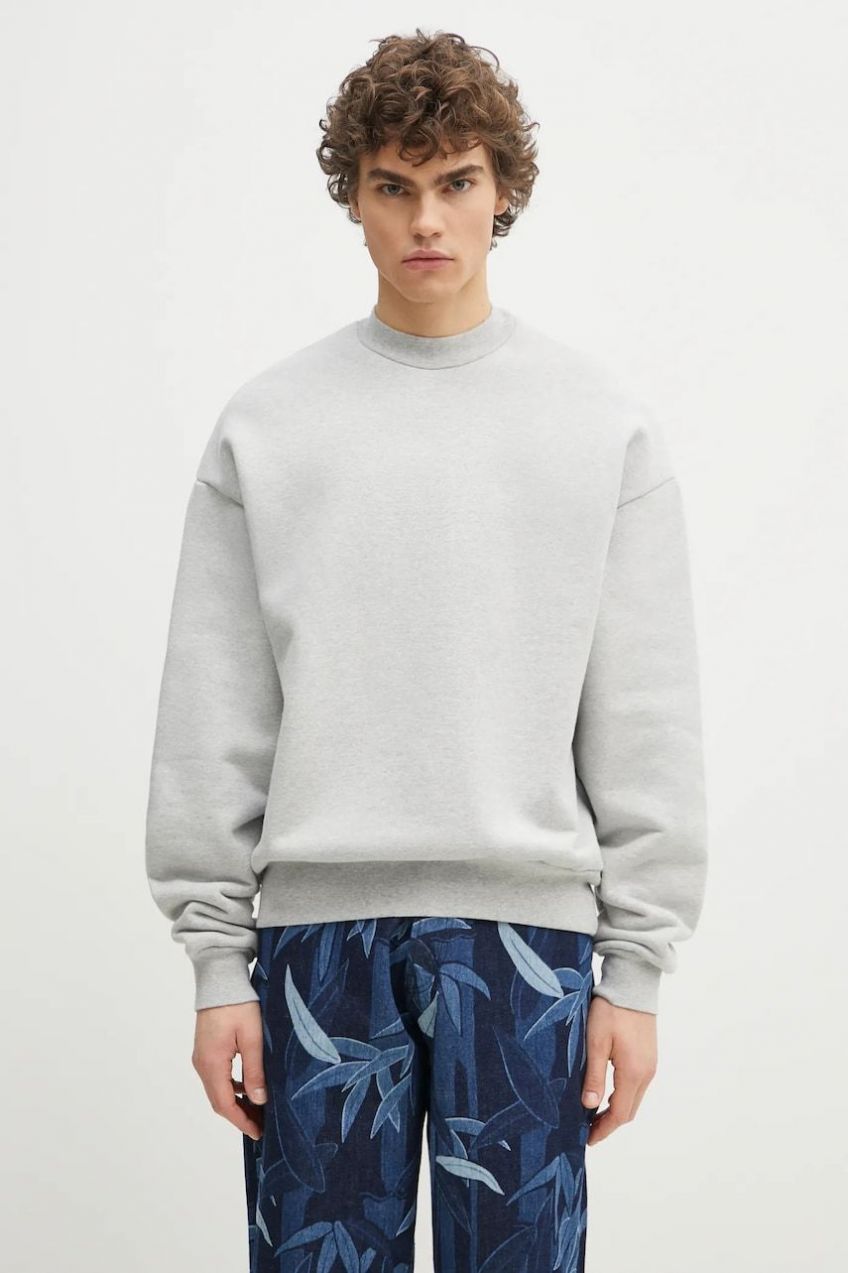 Bavlnená mikina MKI MIYUKI ZOKU 800 Gsm Superweight Crewneck pánska, šedá farba, jednofarebná, 800.GSM.SUPERWEIGHT.CRE