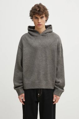 Sveter s prímesou vlny MKI MIYUKI ZOKU Mohair Blend Knit Hoody pánsky, šedá farba, teplý, MOHAIR.BLEND.KNIT.HO.BR