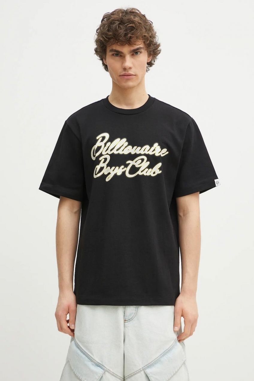 Bavlnené tričko Billionaire Boys Club Diamond Script Logo T-Shirt pánske, čierna farba, s potlačou, B25162