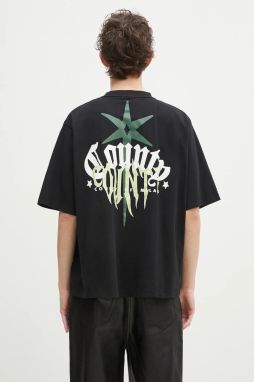 Bavlnené tričko Marcelo Burlon County Goth Boxy T-Shirt Black Deep Gree pánske, čierna farba, s potlačou, CMAA05AS25JER0031052