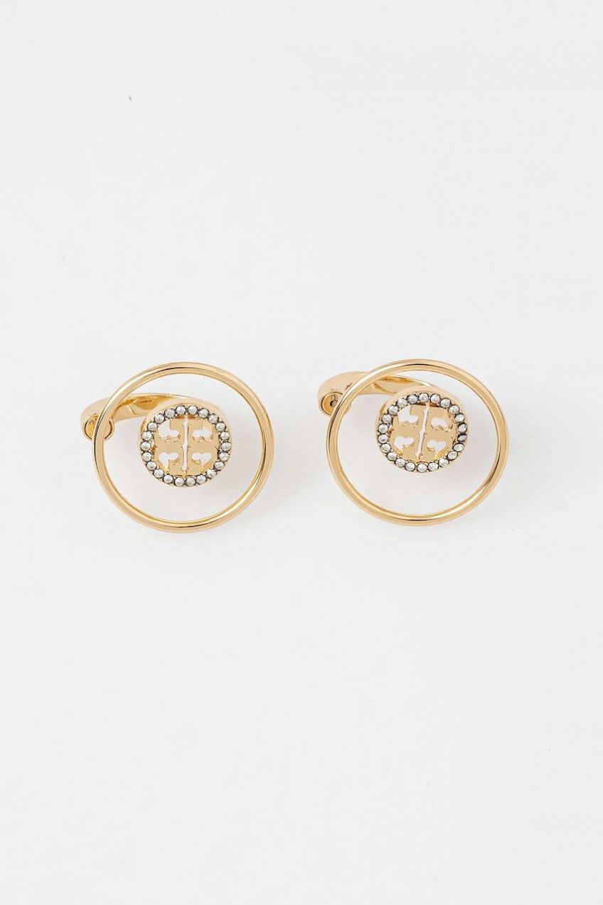 Pozlátené náušnice Tory Burch Miller Pave 164638-783