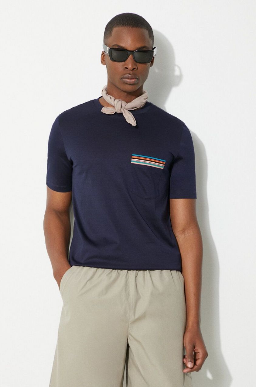 Bavlnené tričko Paul Smith pánske, tmavomodrá farba, jednofarebné, M1R-306U-H00088