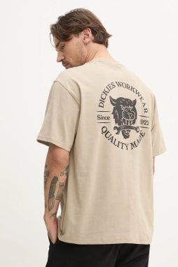 Bavlnené tričko Dickies pánsky, zelená farba, s potlačou, DK0A4ZAR0DS1