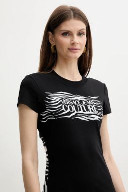 Tričko Versace Jeans Couture dámske, čierna farba, 78HAH606 JS439