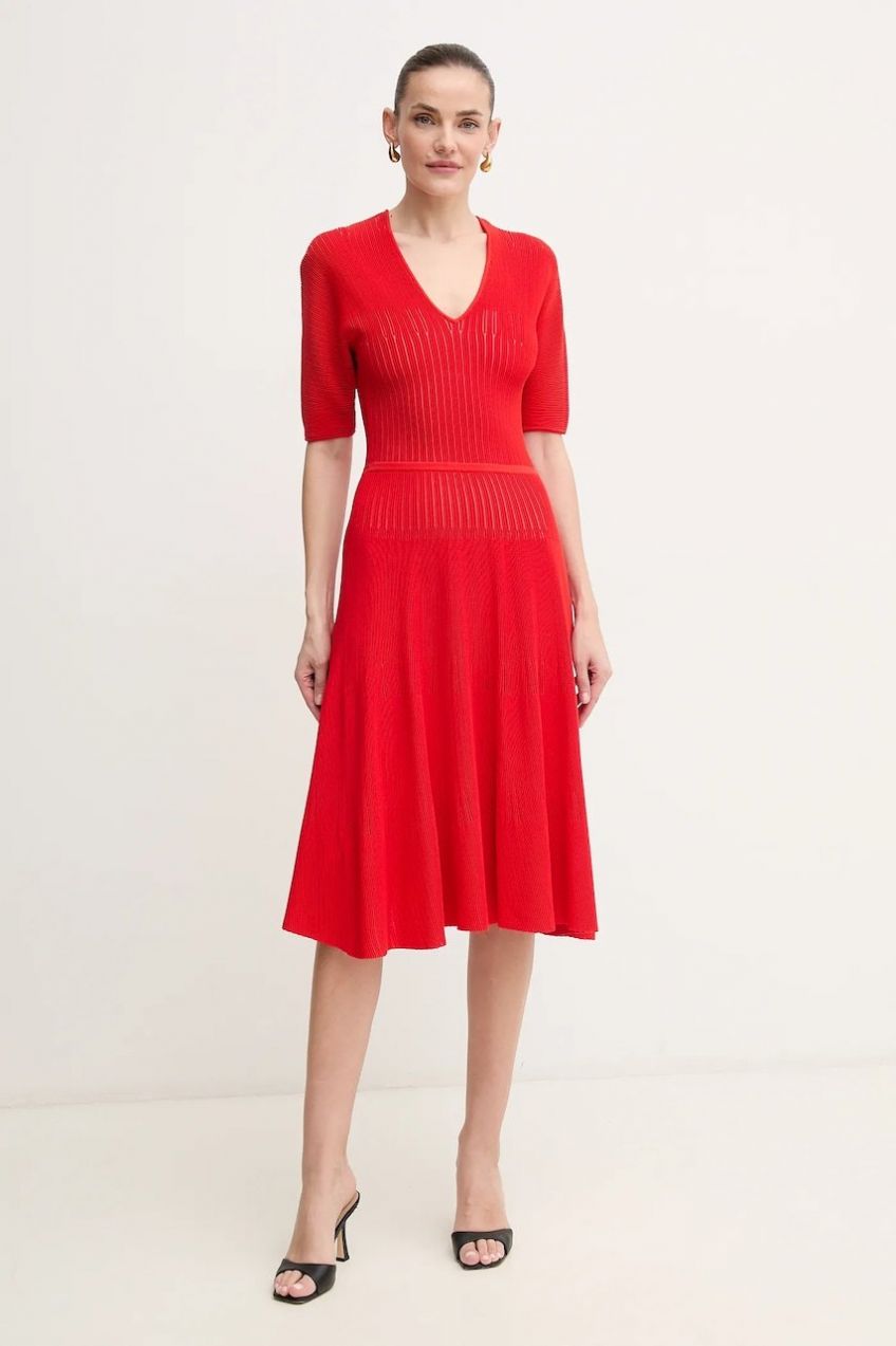 Šaty Herve Leger Lyla červená farba, mini, áčkový strih, SHO8284542
