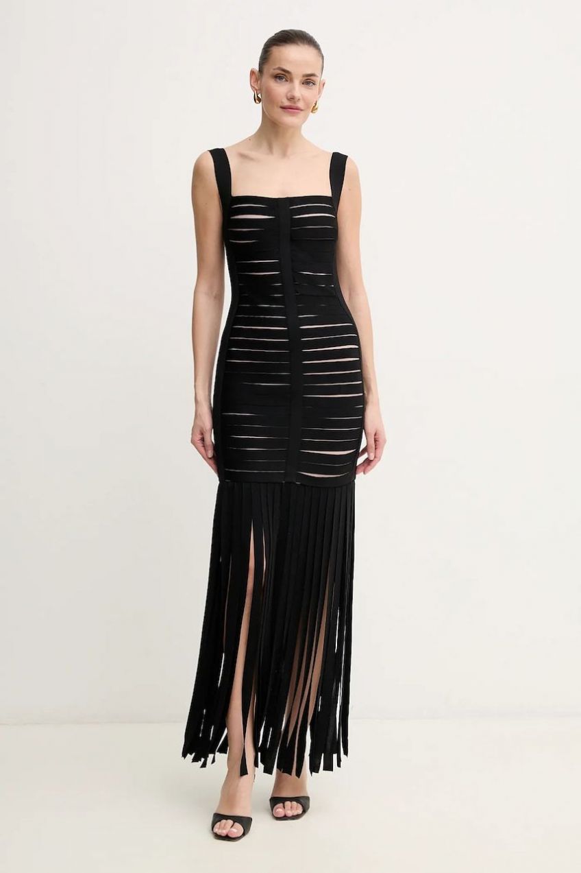 Šaty Herve Leger Alessandra čierna farba, mini, priliehavá, FFR8513700