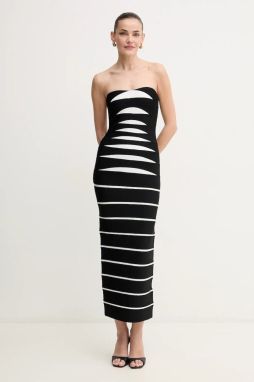 Šaty Herve Leger Cameron čierna farba, midi, priliehavá, HLT8513508
