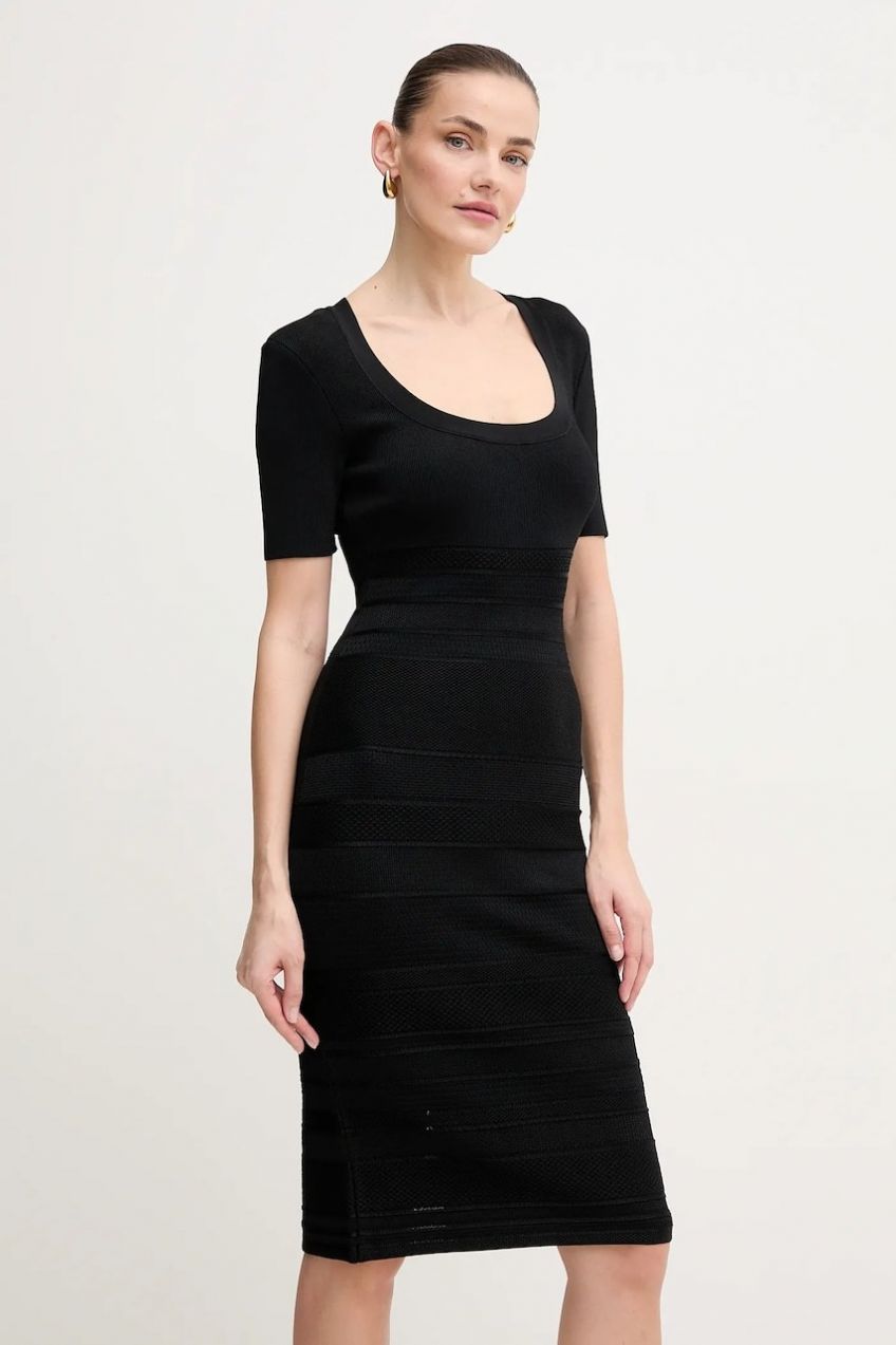 Šaty Herve Leger Marianne čierna farba, mini, priliehavá, MSB8518700