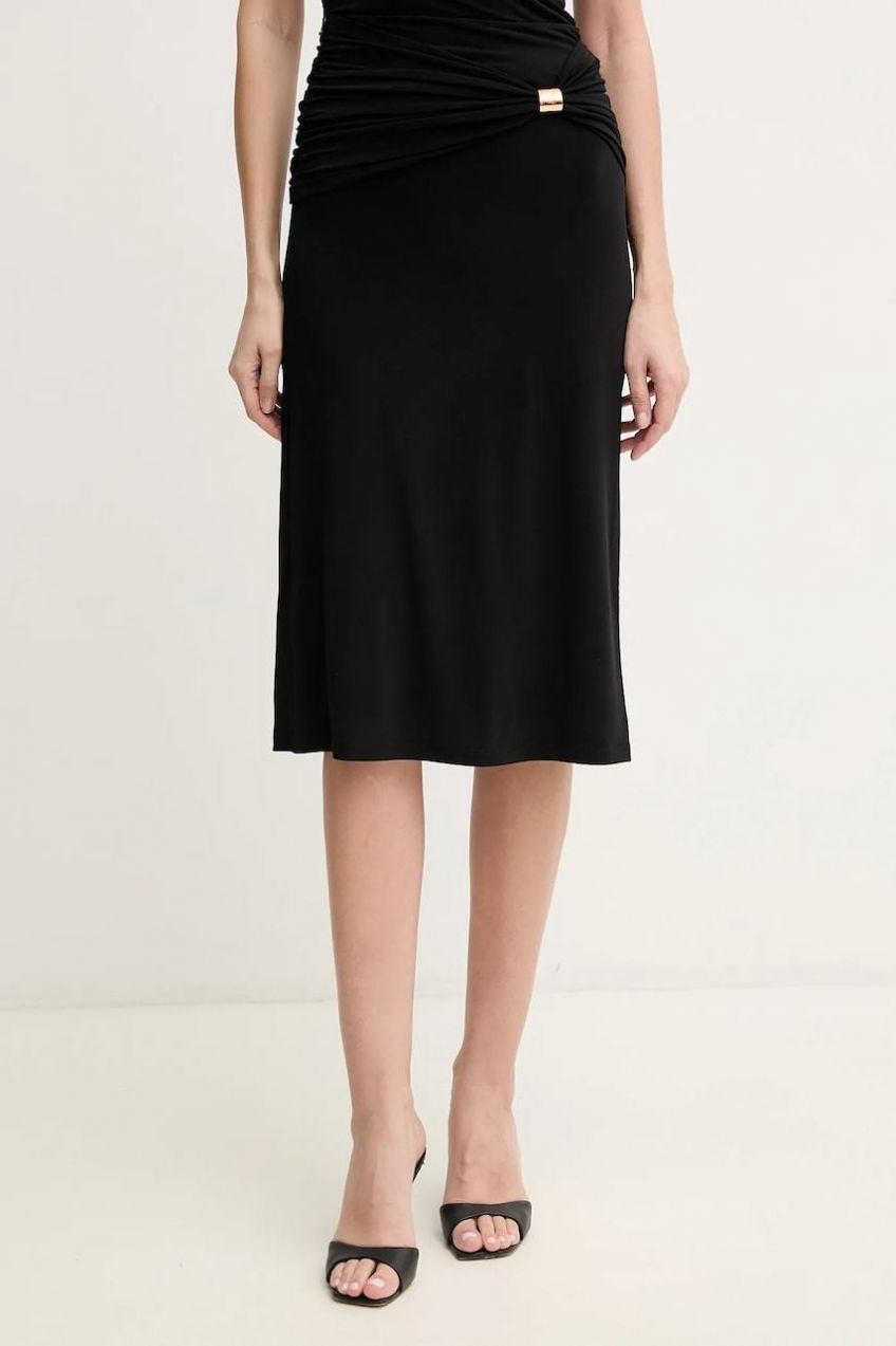 Sukňa Herve Leger Valentina čierna farba, midi, áčkový strih, RMJ3518812