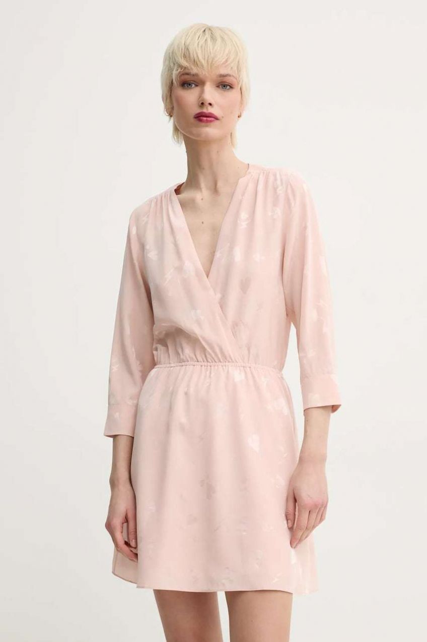 Hodvábne šaty ZADIG&VOLTAIRE oranžová farba, mini, áčkový strih, WWDR02526