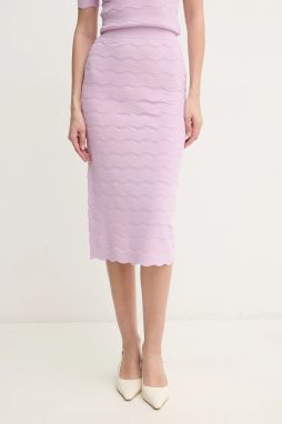 Sukňa Herve Leger Eloise fialová farba, midi, puzdrová, SCJ3515831