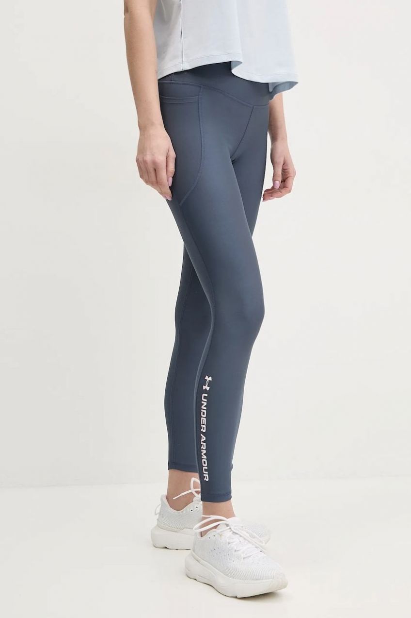Tréningové legíny Under Armour dámske, tmavomodrá farba, s potlačou, 6001621